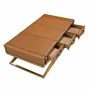 Coffee tables - Rectangular leather and golden steel coffee table - ANGEL CERDÁ
