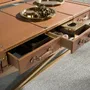 Coffee tables - Rectangular leather and golden steel coffee table - ANGEL CERDÁ