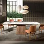 Dining Tables - Rectangular extending dining table in porcelain marble and walnut wood - ANGEL CERDÁ