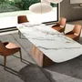 Dining Tables - Rectangular extending dining table in porcelain marble and walnut wood - ANGEL CERDÁ