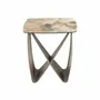 Coffee tables - Square corner table in porcelain marble and metallic taupe steel - ANGEL CERDÁ
