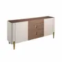 Buffets - Buffet en noyer, beige, acier poli doré et plateau en noyer - ANGEL CERDÁ