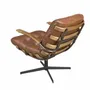 Lounge chairs - Dark brown leather and walnut swivel armchair - ANGEL CERDÁ