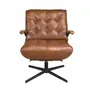 Lounge chairs - Dark brown leather and walnut swivel armchair - ANGEL CERDÁ