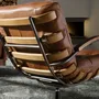 Lounge chairs - Dark brown leather and walnut swivel armchair - ANGEL CERDÁ