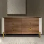Chests of drawers - Chest of drawers beige wood, golden polished steel and walnut top - ANGEL CERDÁ