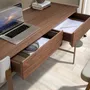 Desks - Desk in walnut, beige and golden polished steel - ANGEL CERDÁ