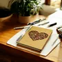 Stationery - Sustainable wooden notebook - recycled paper - RED HEART - KOMONI AMSTERDAM