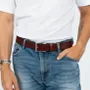 Leather goods - OSVALD burgundy leather belt - MONSIEUR CHARLI