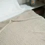Throw blankets - Organic Cotton Knitted Throw Blanket. Beige - SOWL