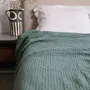 Throw blankets - Organic Cotton Knitted Throw Blanket. Green - SOWL