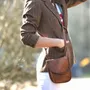 Leather goods - Leather travel pouch with shoulder strap - BERBER LEATHER