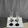 Verres à pied - 4 grandes flûtes à champagne octogonales Luminarc Octime vintage pied noir - OFFICE OBJETS
