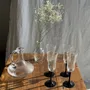 Verres à pied - 4 grandes flûtes à champagne octogonales Luminarc Octime vintage pied noir - OFFICE OBJETS