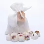 Bougies - Fondants de cire naturelle parfumés dans un sachet en lin de 10 pièces, Champagne et roses, sac gris - BEAUTY SCENTS CANDLES