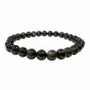 Bracelets - Bracelet perles Obsidienne noire dorée A 6mm - ARABESK