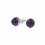 Bijoux - Boucles d'Oreilles Ronde en Cuivre Blanc Amethyste AA stud - ARABESK
