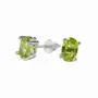 Jewelry - Solitaire Earrings in White Copper Faceted Peridot AA stud - ARABESK