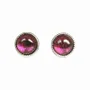 Bijoux - Boucles d'Oreilles Ronde en Cuivre Blanc Grenat Rouge AA stud - ARABESK