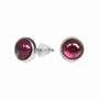 Bijoux - Boucles d'Oreilles Ronde en Cuivre Blanc Grenat Rouge AA stud - ARABESK