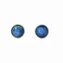 Bijoux - Boucles d'Oreilles Ronde en Cuivre Blanc Cyanite Bleue Naturelle AAA stud - ARABESK
