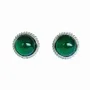 Bijoux - Boucles d'Oreilles Ronde en Cuivre Blanc Chrysoprase AA stud - ARABESK