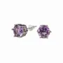 Bijoux - Boucles d'Oreilles Solitaire en Cuivre Blanc Amethyste Facettée AA stud - ARABESK
