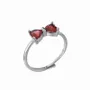 Bijoux - Bague en Cuivre Blanc Ajustable Nœud Papillon Cœur Grenat Rouge AAA - ARABESK