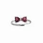 Bijoux - Bague en Cuivre Blanc Ajustable Nœud Papillon Cœur Grenat Rouge AAA - ARABESK