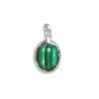 Jewelry - 925 Silver Oval Malachite Pendant AAA 13mm - ARABESK