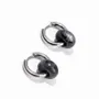 Bijoux - Boucles d'Oreilles Hope Argentées en Acier Inoxydable Larvikite A 18mm - ARABESK
