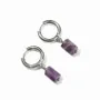 Jewelry - Amethyst Stainless Steel Silver Cylinder Earrings A 11mm - ARABESK