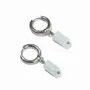 Bijoux - Boucles d'Oreilles Cylindre Argentées en Acier Inoxydable Aigue Marine A 11mm - ARABESK