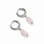 Jewelry - Silver Cylinder Earrings in Stainless Steel Rose Quartz A 11mm - ARABESK