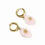 Jewelry - Gold Earrings in Stainless Steel Rose Quartz Oval Faceted Sun A 38mm - ARABESK