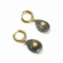 Jewelry - Gold Stainless Steel Labradorite Oval Faceted Sun Earrings 38mm - ARABESK