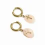 Jewelry - Gold Stainless Steel Aventurine Peach A & Cross Earrings 35mm - ARABESK
