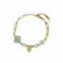 Bracelets - Green Aventurine Cross Bracelet A and Heart in Gold Stainless Steel 16cm - ARABESK