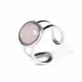 Jewelry - Silver Stainless Steel Ring Round Rose Quartz A - ARABESK