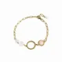 Bracelets - Rose Quartz Bracelet With Faceted Cube in Gold Stainless Steel 23cm - ARABESK