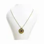 Jewelry - Gold Stainless Steel Necklace with Round Amethyst Pendant A - ARABESK
