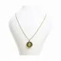 Jewelry - Gold Stainless Steel Necklace with Round Green Aventurine Pendant A - ARABESK