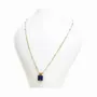 Bijoux - Collier Chaine Acier Inoxydable Doré Pendentif Carré Lapis Lazuli AA - ARABESK