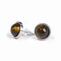 Bijoux - Boucles d'Oreilles Ronde en Acier Inoxydable Œil de Tigre A stud 10mm - ARABESK
