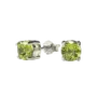 Jewelry - Round Solitaire Earrings 925 Silver Faceted Peridot AA 5mm - ARABESK
