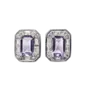 Jewelry - 925 Silver Square Earrings Amethyst and Faceted Rhinestone AA 4x6mm - ARABESK