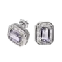 Jewelry - 925 Silver Square Earrings Amethyst and Faceted Rhinestone AA 4x6mm - ARABESK