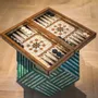 Gifts - Mother of Pearl and Olive Wood Backgammon & Chess Board Set - MAISON ROSHI - LUXURY ENTERTAINMENT CABINETS