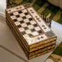 Gifts - Mother of Pearl and Olive Wood Backgammon & Chess Board Set - MAISON ROSHI - LUXURY ENTERTAINMENT CABINETS