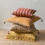 Fabric cushions - MATTEO apricot cotton velvet cushion cover 50x50 - BLANC D'IVOIRE